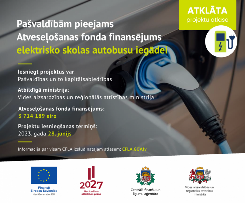 Pa&scaron;valdības var pieteikties finansējumam elektrisko skolas autobusu iegādei