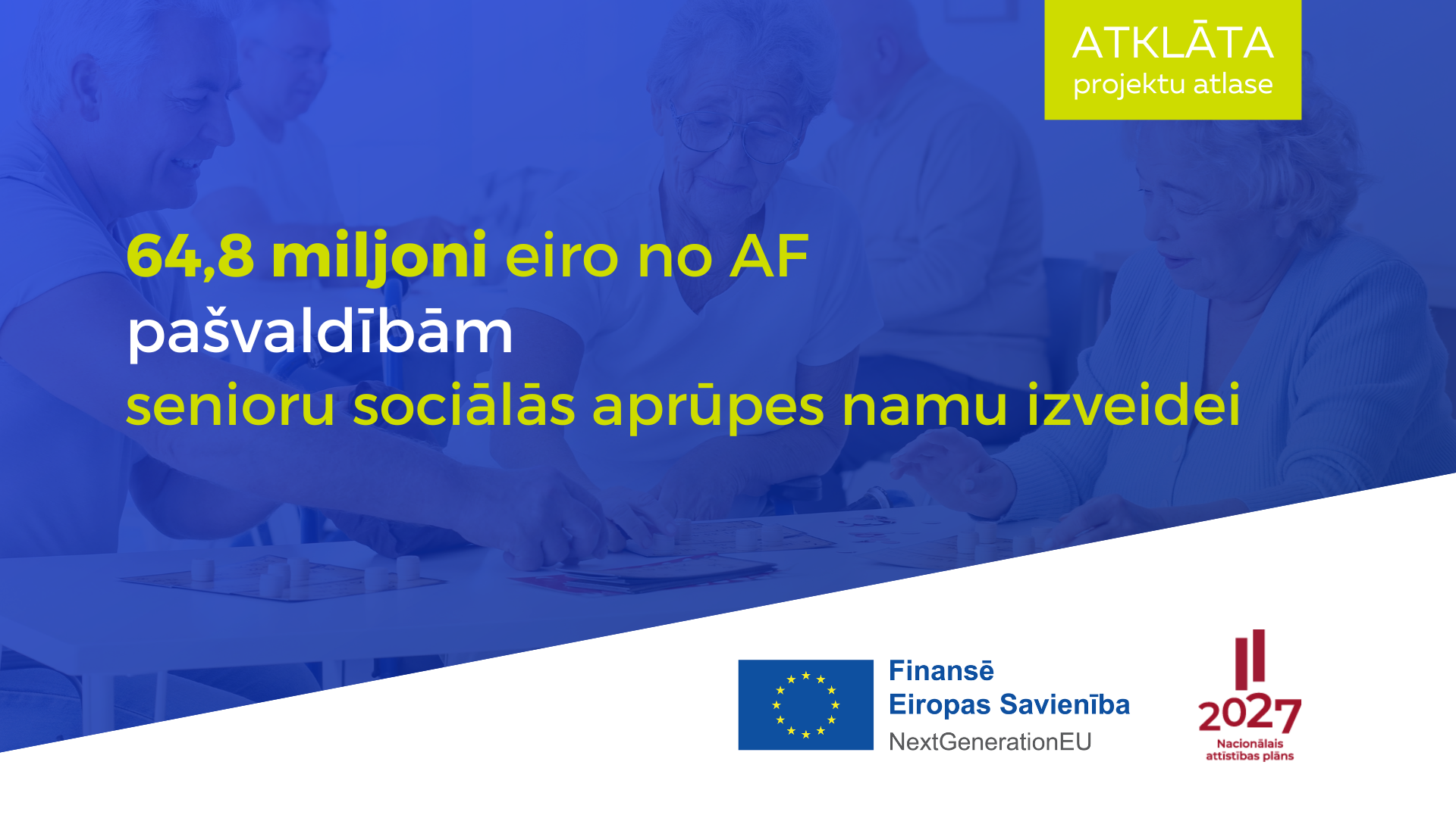 Pa&scaron;valdības var iegūt AF finansējumu senioru kopienā balstītu sociālās aprūpes namu izveidei