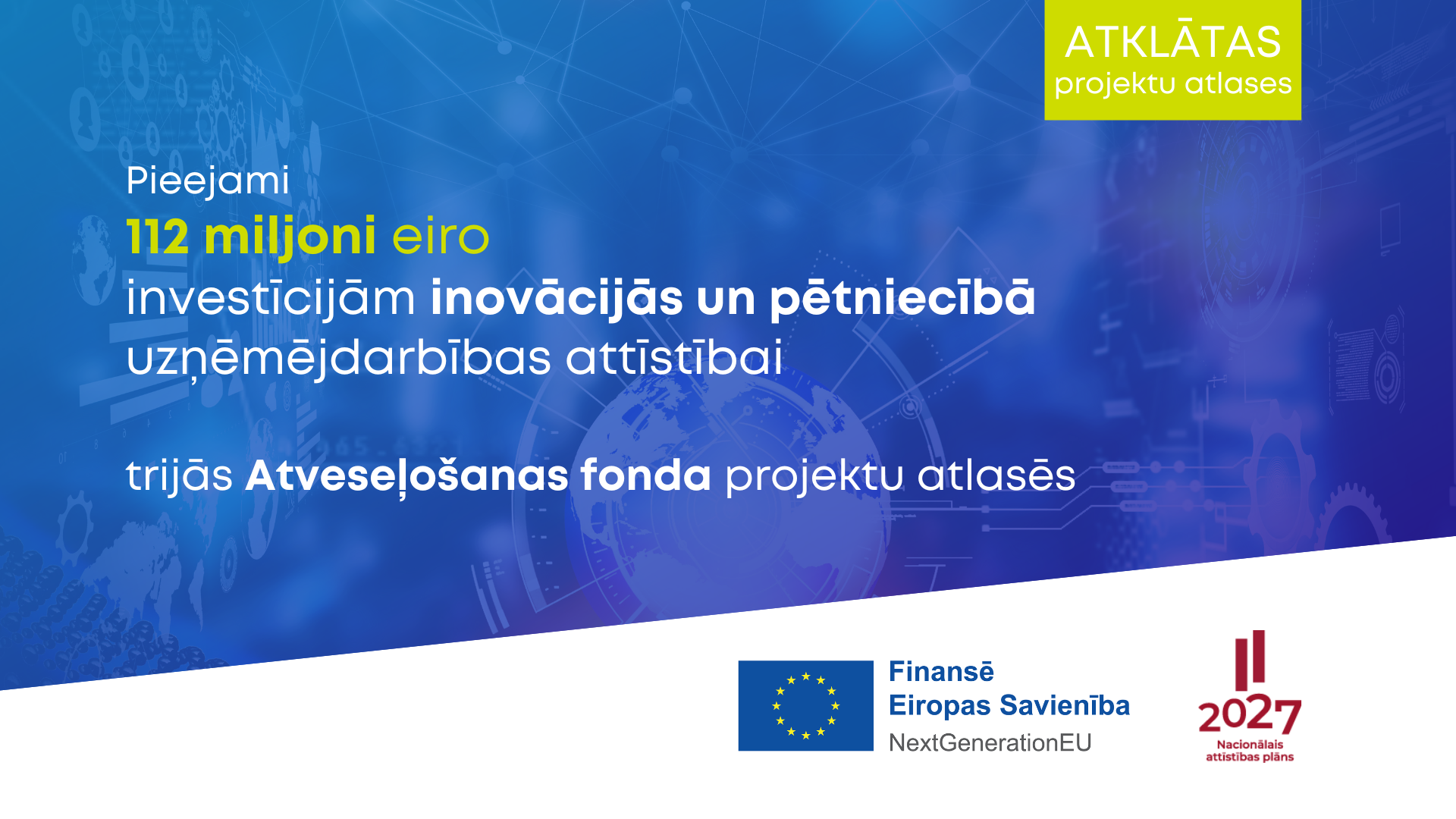 CFLA izsludinājusi trīs Atveseļo&scaron;anas fonda projektu atlases investīcijām inovācijās un pētniecībā