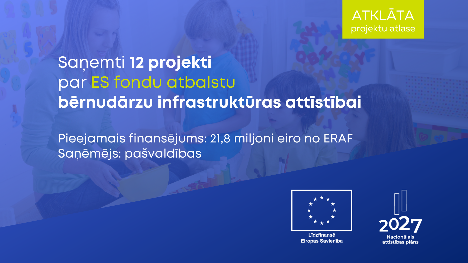 Pa&scaron;valdības iesniegu&scaron;as 12 projektus bērnudārzu infrastruktūras attīstībai