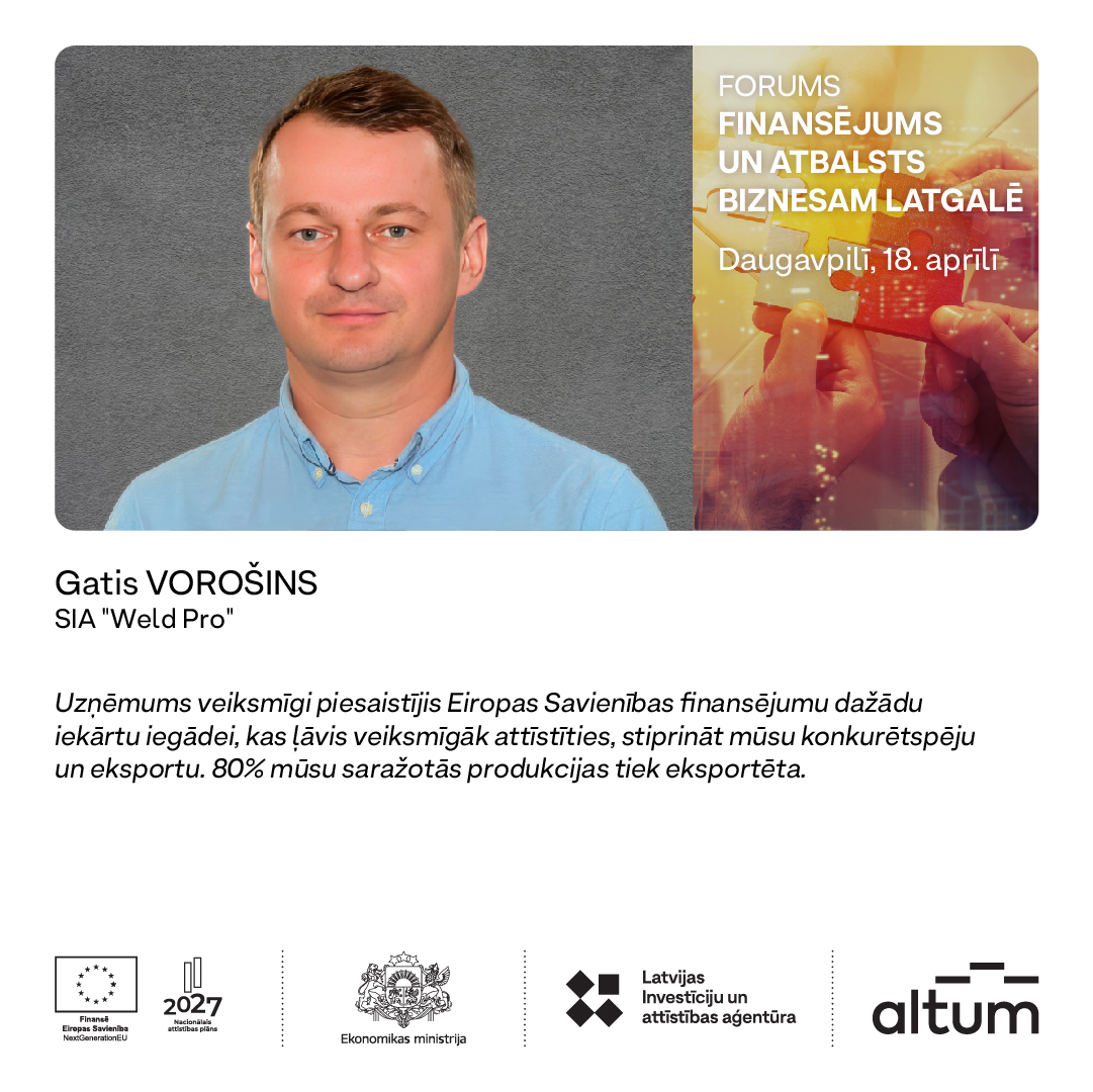 Uzņēmēja pieredzes stāsts / Gatis Voro&scaron;ens (SIA &ldquo;WELD PRO&rdquo;)