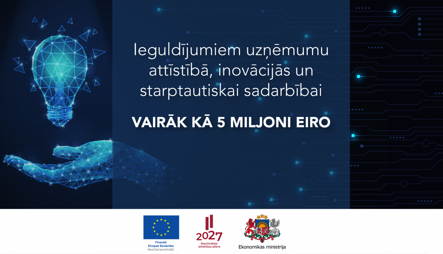 More than 5 million euros available for investments in company development and innovations