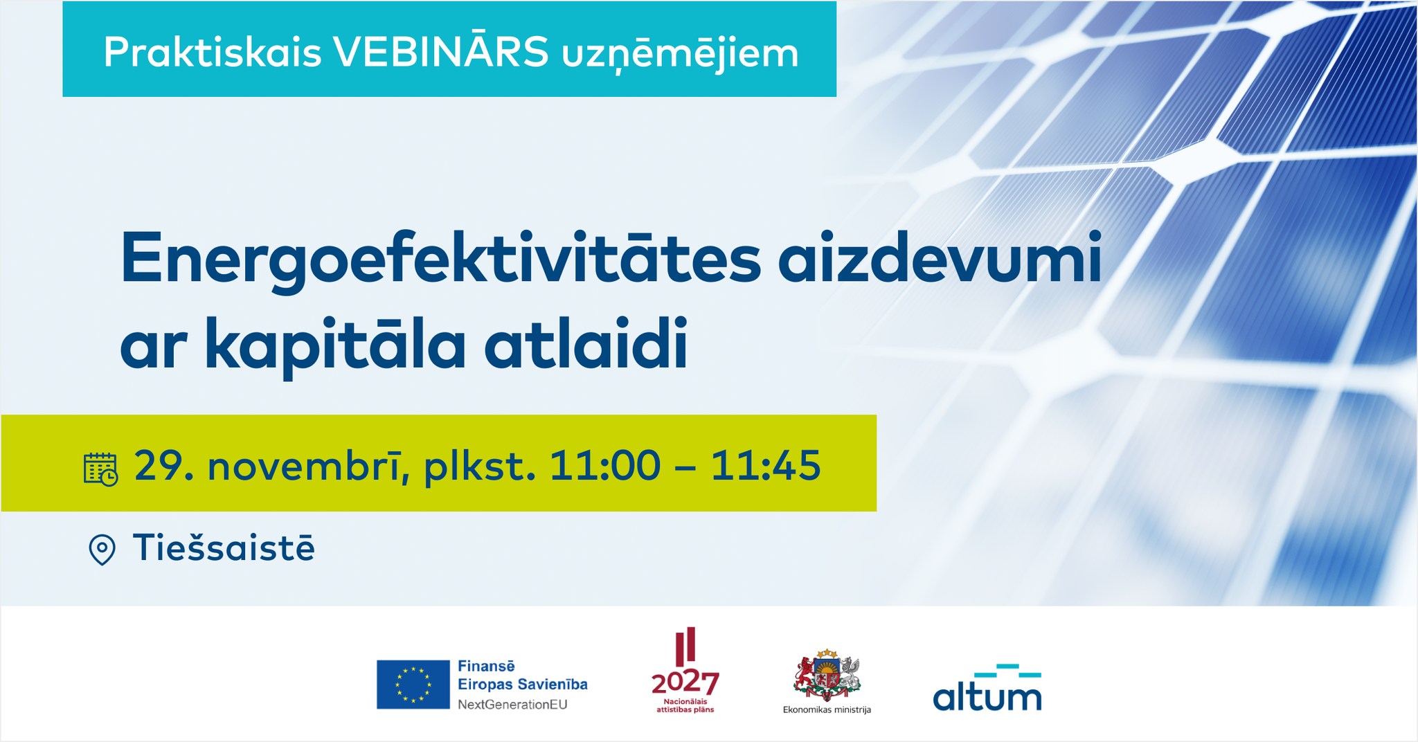 Vebinārā skaidros biežāk uzdotos jautājumus par jauno valsts atbalsta programmu energoefektivitātes aizdevumiem ar kapitāla atlaidi