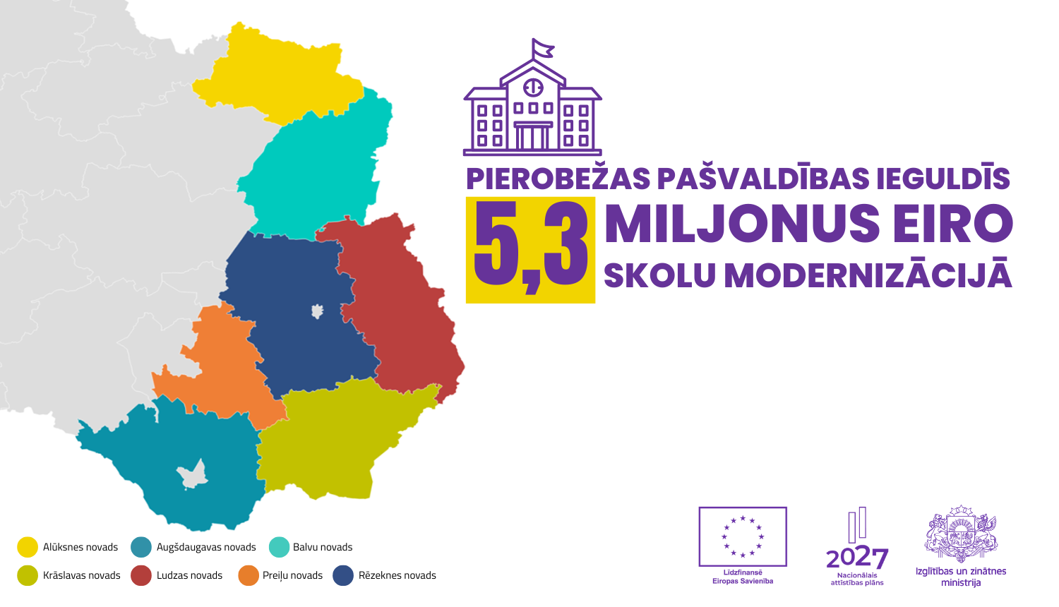 Pierobežas pa&scaron;valdības ieguldīs 5,3 miljonus eiro skolu modernizācijā