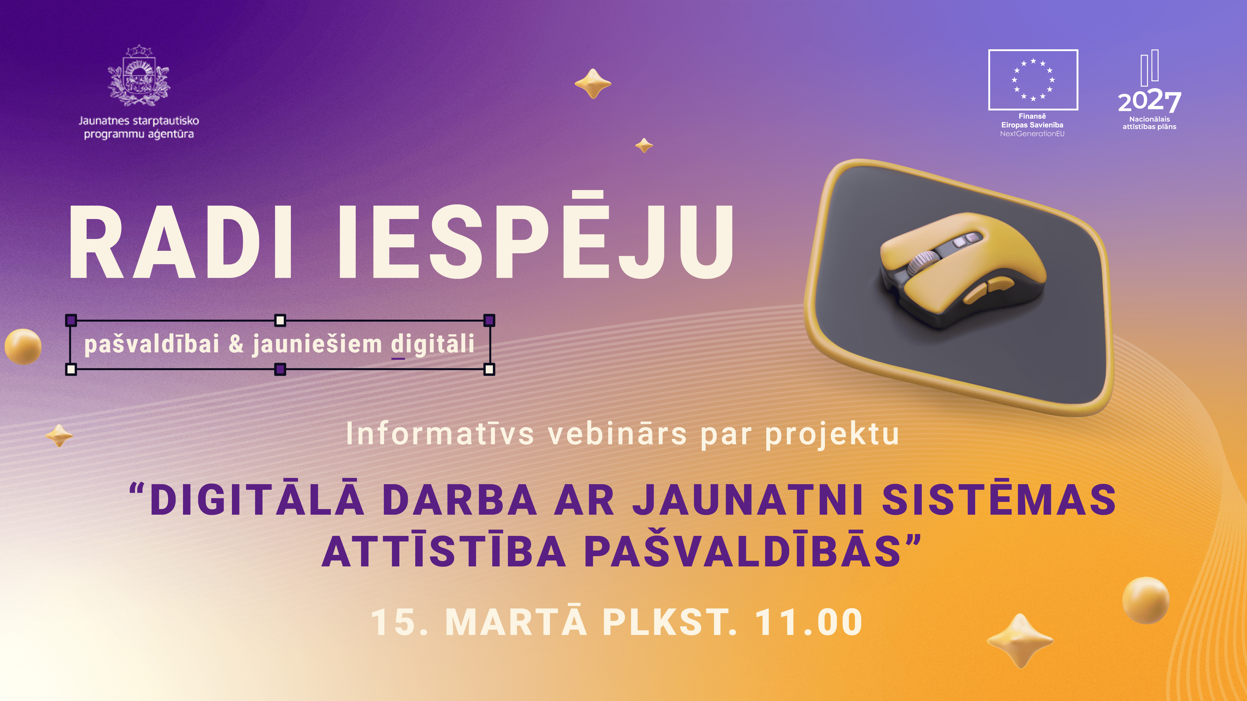 JSPA aicina pa&scaron;valdības piedalīties informatīvā vebinārā par projektu &ldquo;Digitālā darba ar jaunatni sistēmas attīstība pa&scaron;valdībās&rdquo;