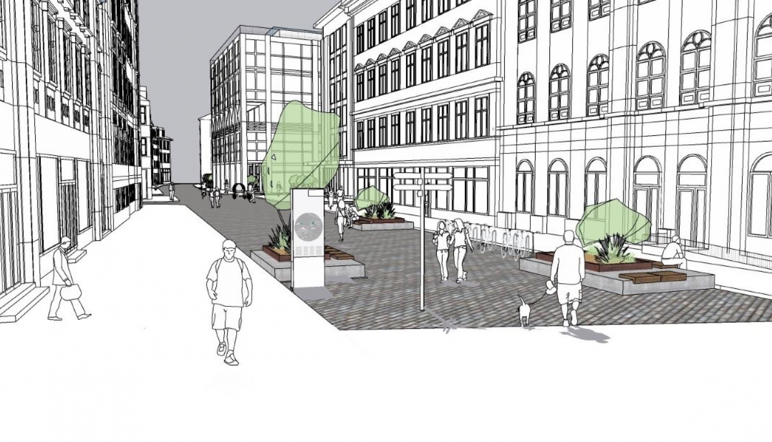 Visualization, pedestrians on Vaļņu Street