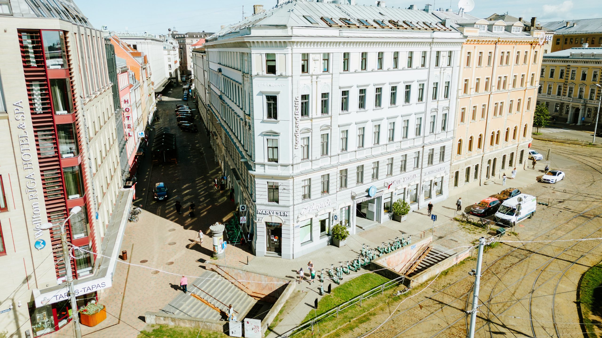 Vaļnu iela, skats no aug&scaron;as