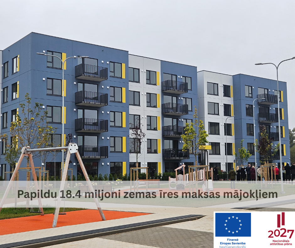 Zemas īres maksas mājokļiem papildus novirza 18.4 milj. EUR