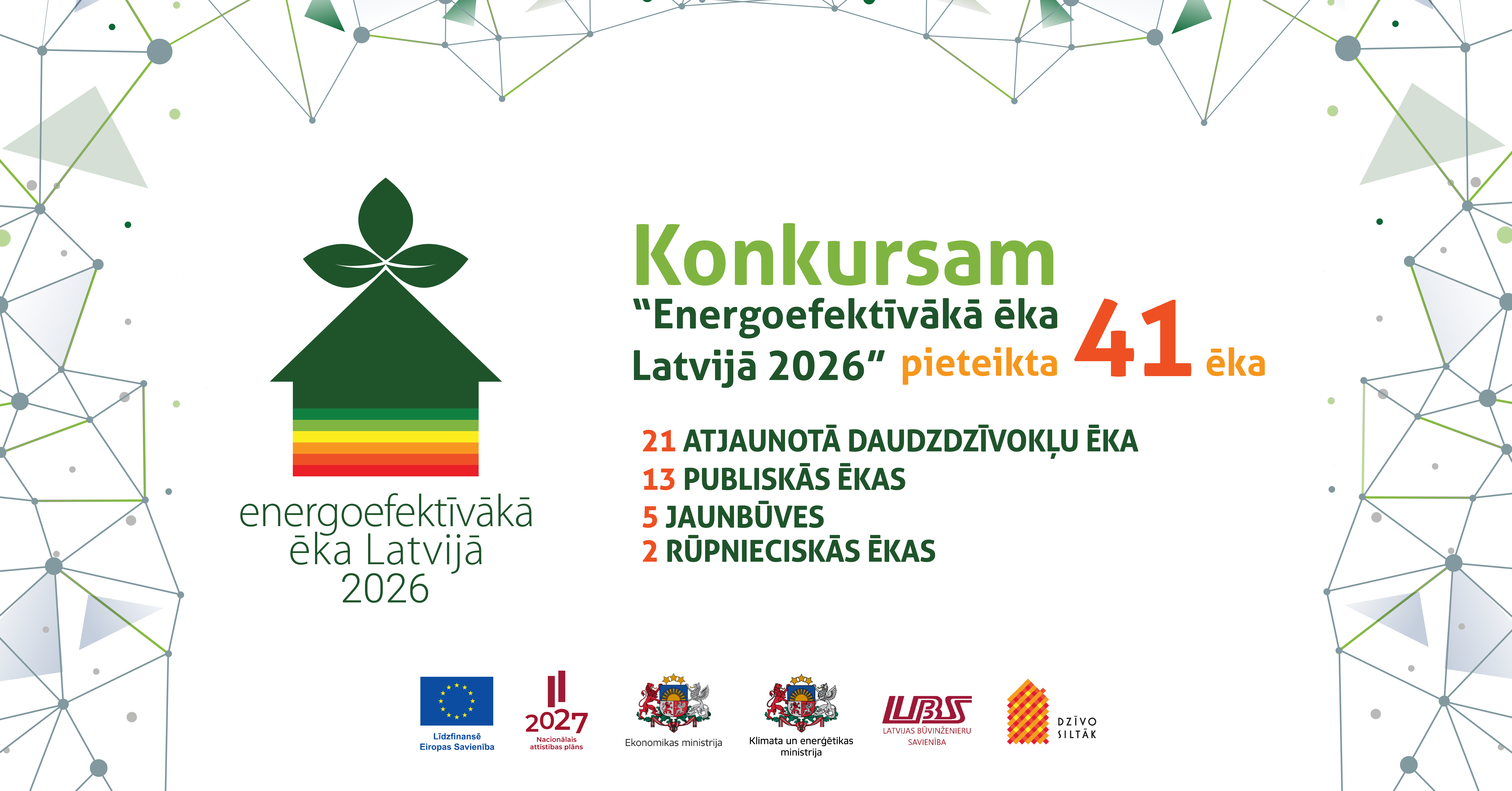 Konkursam &ldquo;Energoefektīvākā ēka Latvijā 2026&rdquo; pieteikta 41 ēka