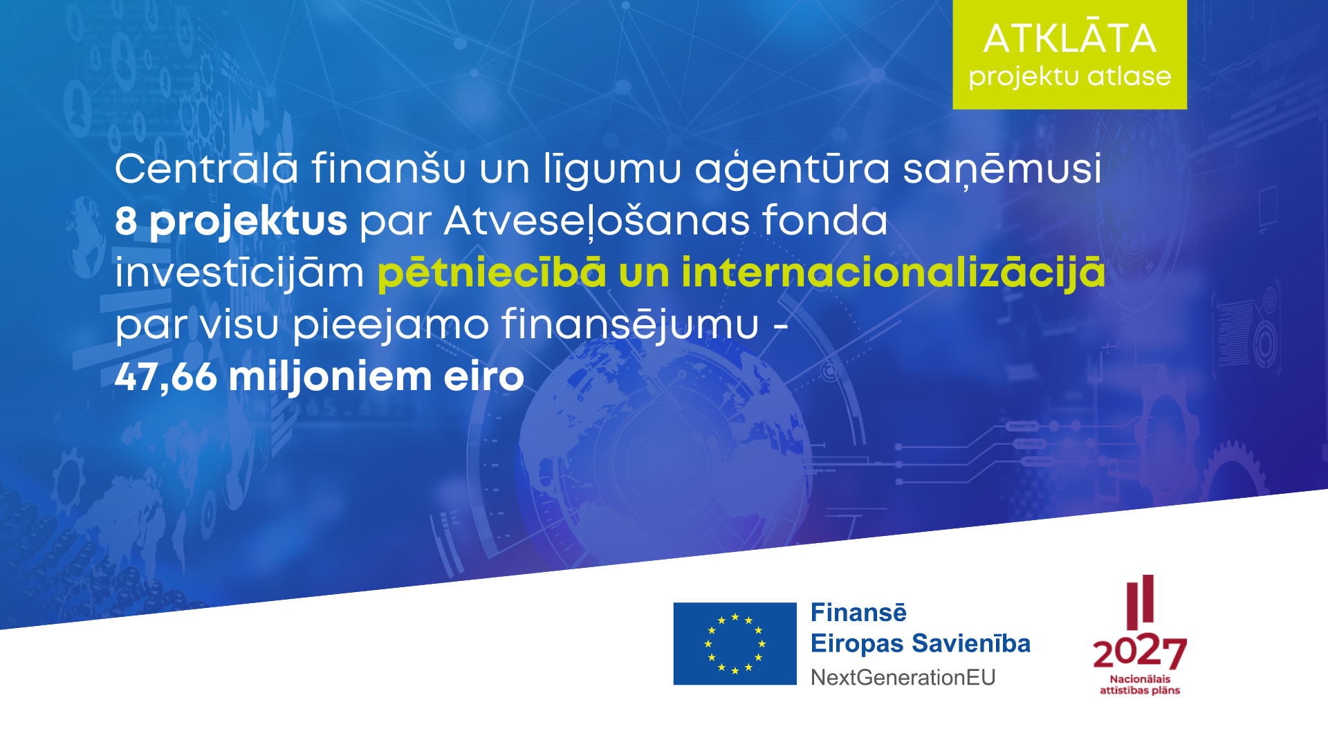 CFLA saņēmusi 8 projektus par AF atbalstu pētniecībai un internacionalizācijai