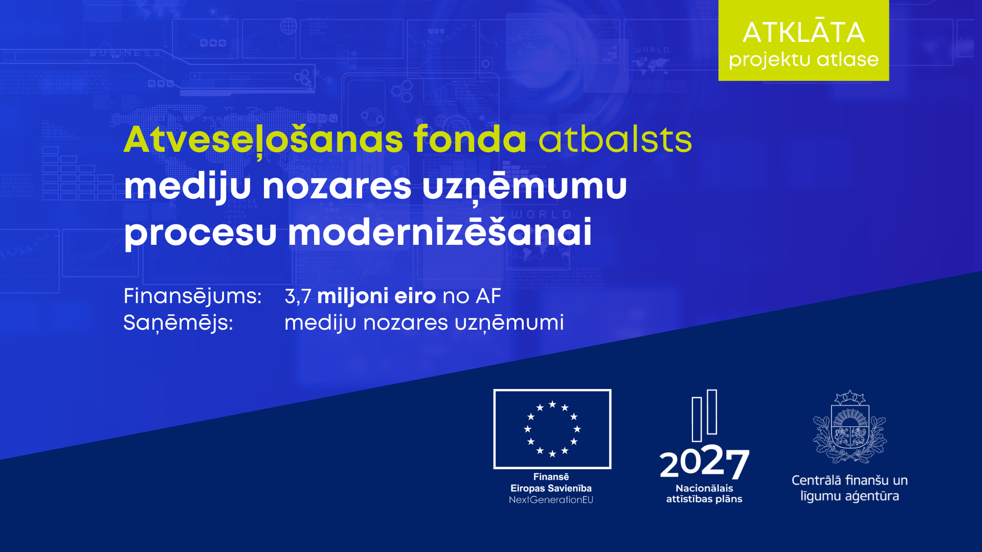 Pieejams AF finansējums mediju nozares uzņēmumu procesu modernizē&scaron;anai