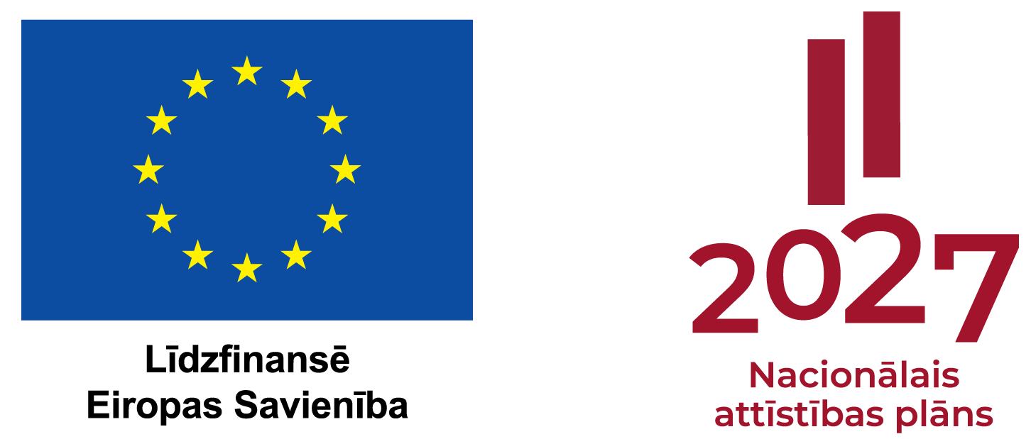 Logo ansamblis: Līdzfinansē Eiropas Savienība, Nacionālais attīstības plāns 2027