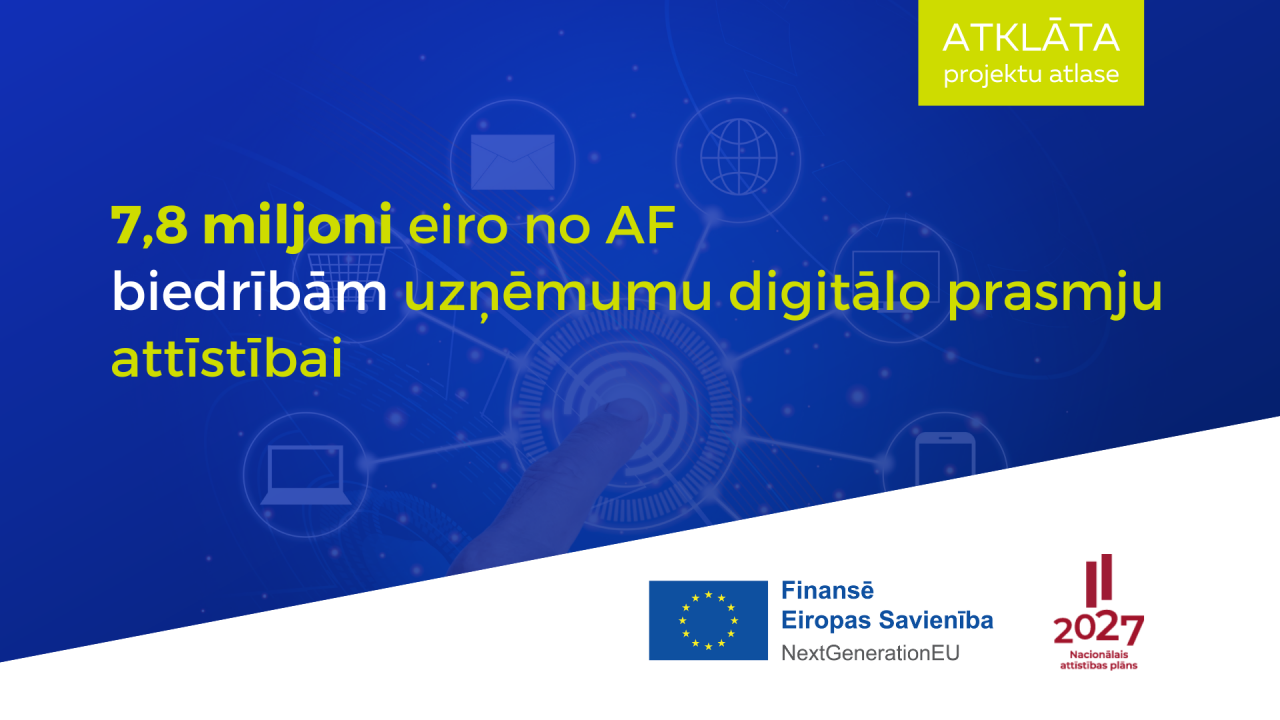 Biedrībām pieejams Atveseļošanas fonda finansējums uzņēmumu digitālo prasmju attīstībai