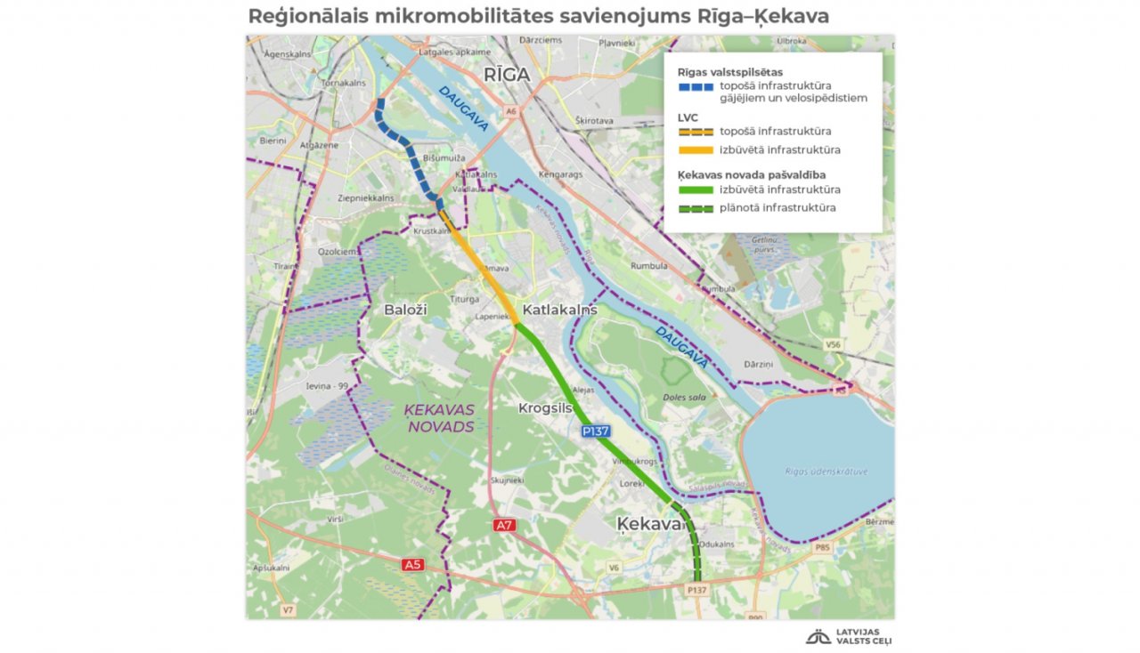 Ar AF finansējumu pie Bauskas šosejas ievada Rīgā top Ķekavas un Rīgas mikromobilitātes savienojums