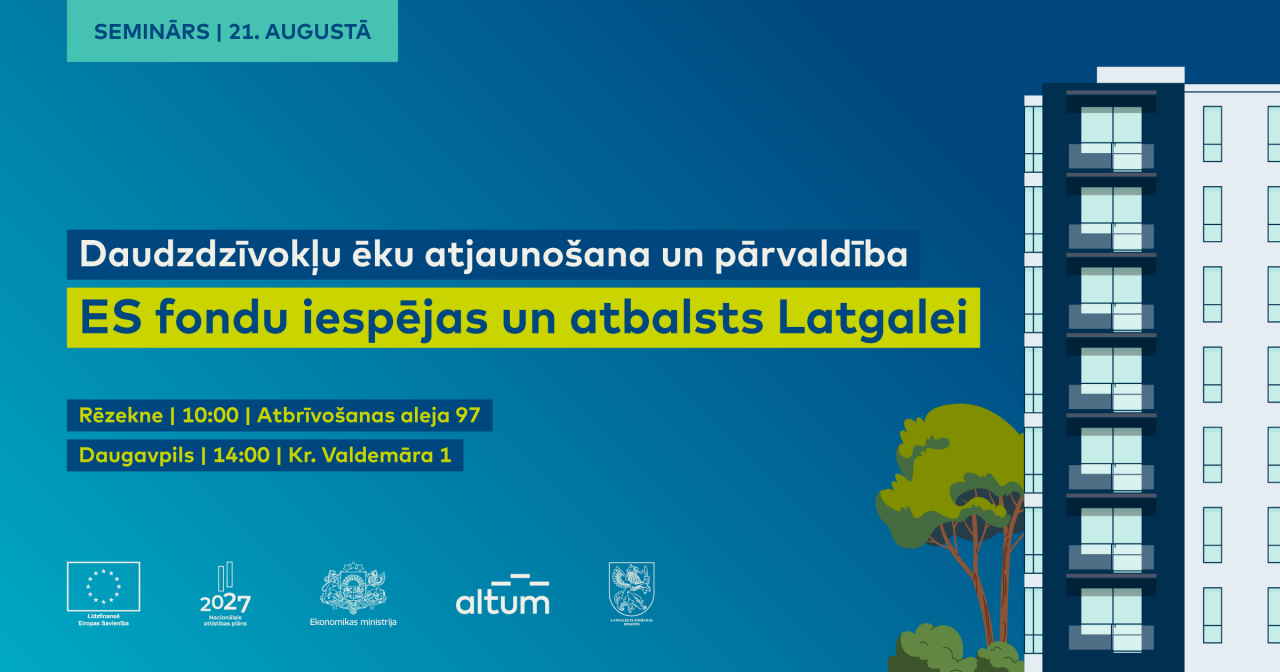 Aicinām uz semināriem par daudzdzīvokļu ēku atjaunošanu un pārvaldību