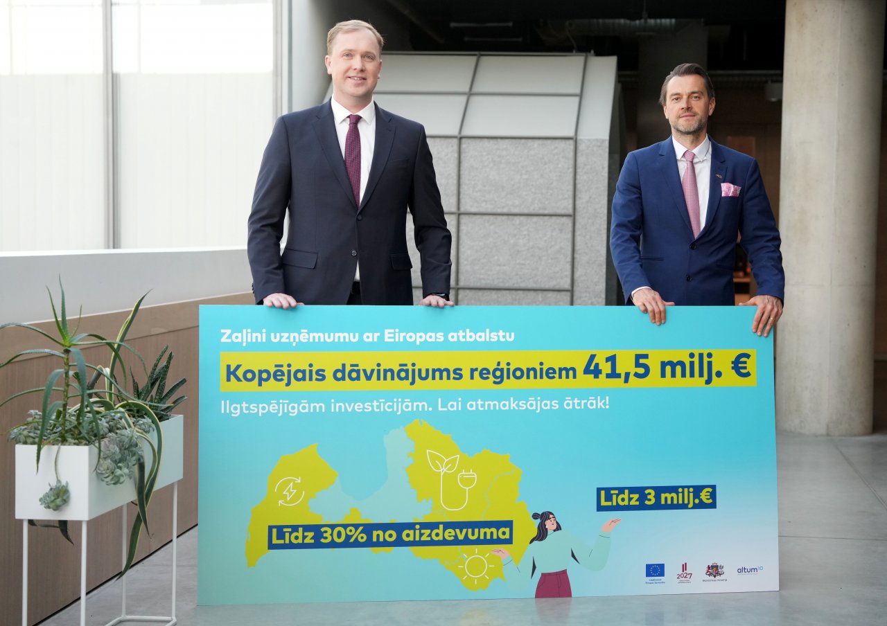 Uzņēmējiem reģionos ALTUM pieejama jauna atbalsta programma biznesa zaļināšanai un energoefektivitātes celšanai; programmas kopējais apjoms – 41,5 miljoni eiro
