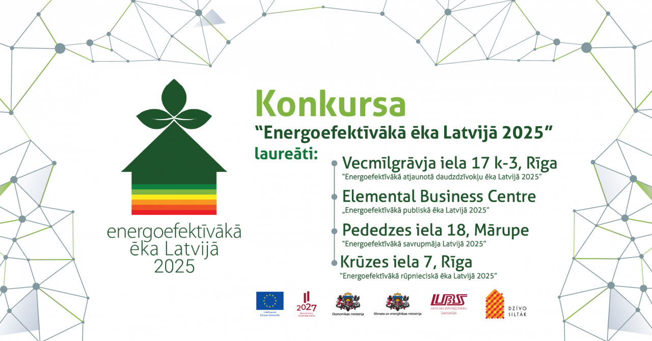 Konkursa “Energoefektīvākā ēka Latvijā 2025” laureāti – no Rīgas un Mārupes