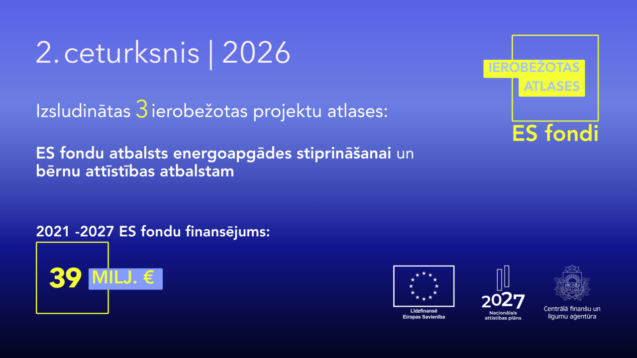 Otrajā ceturksnī ES fondu projektu atlasēs lielākais finansējums - energoapgādes infrastruktūrai