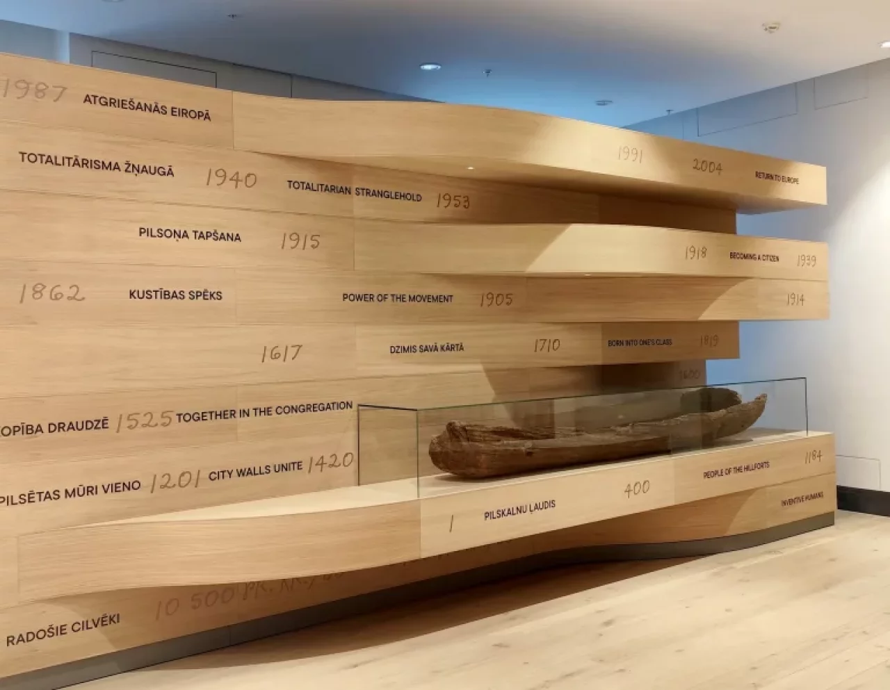 The first stand at the exhibition with a boat