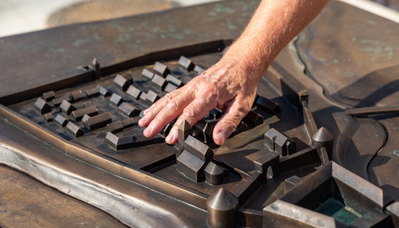 A three-dimensional model that can be touched by a human hand