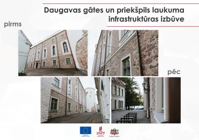 Daugavas gātes un priekšpils laukuma infrastruktūra pirms projekta un vizualizācija