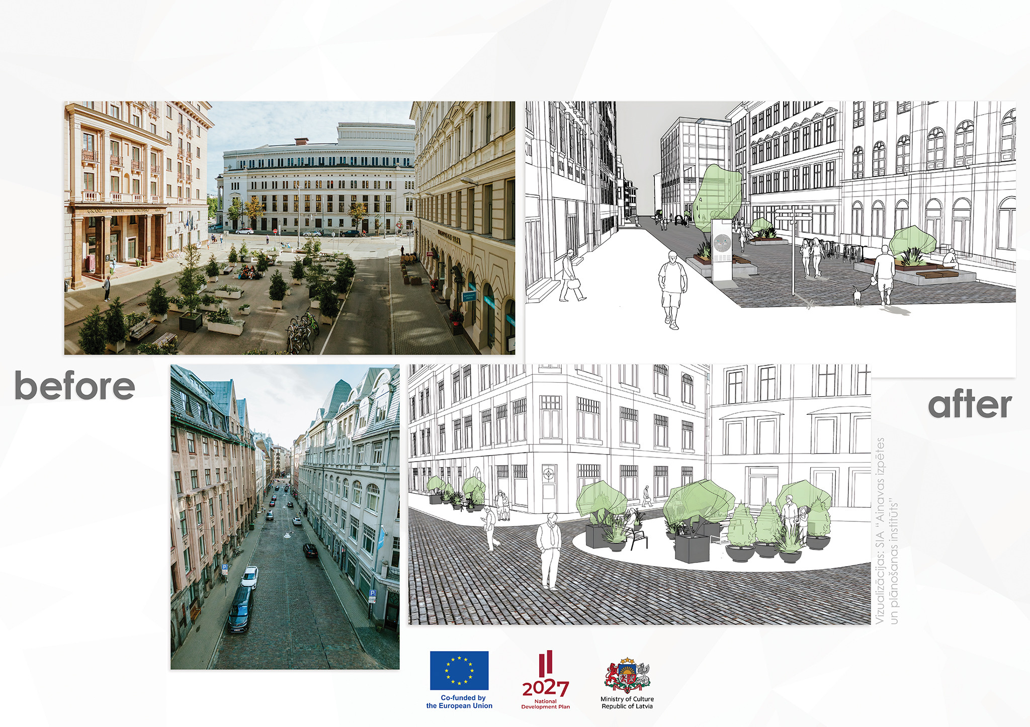 Images from Vaļņu Street and visualization of the future