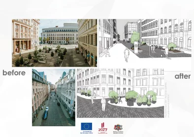 Images from Vaļņu Street and visualization of the future