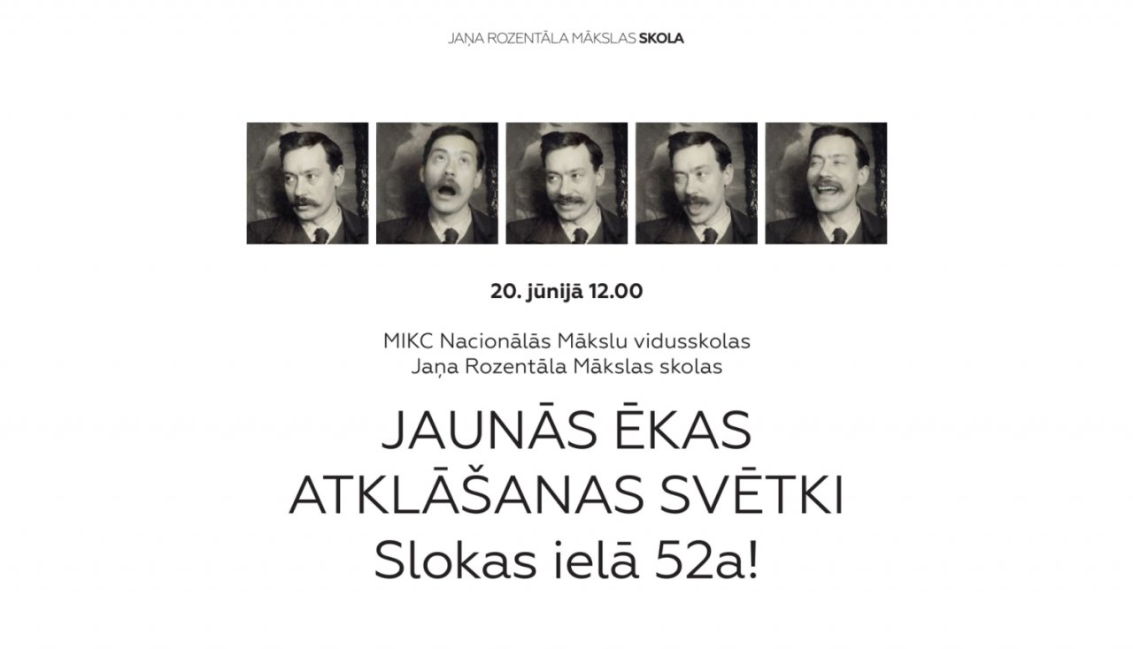 Invitation to the opening of the new building of Janis Rozentāls Art School of National High School of Arts
