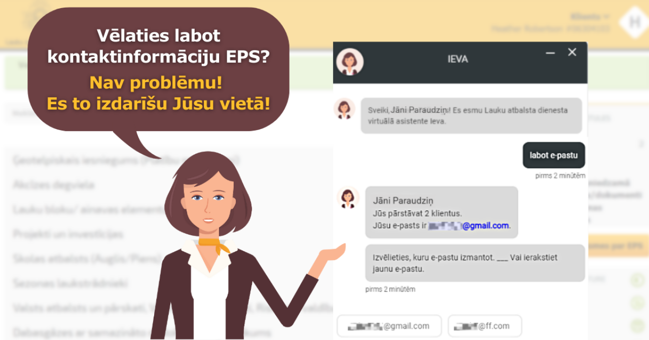 LAD virtuālā asistente palīdz klientiem labot datus Elektroniskajā pieteikšanās sistēmā