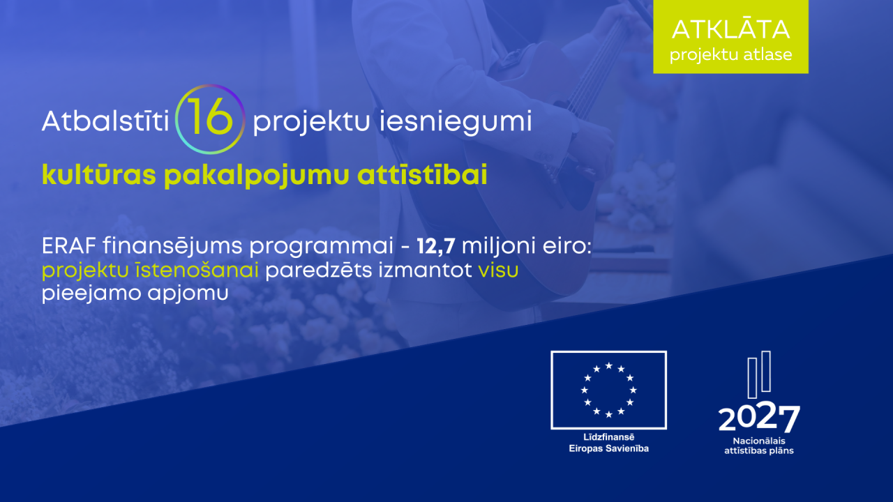 Kultūras pakalpojumu attīstīšanai sākotnējo  apstiprinājumu gūst 16 projekti