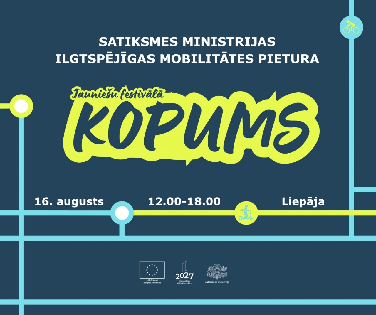 Ilgtspējīgas mobilitātes pietura jaunatnes festivālā 